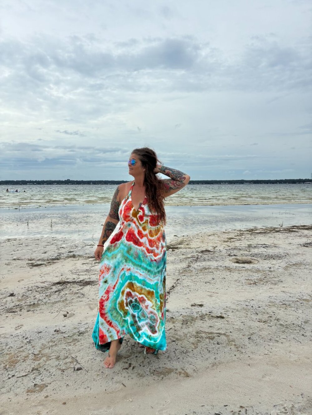 Hand-Dyed Halter Maxi Dress | XL | Open Back